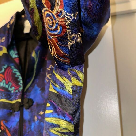 Chicos Size 3 (XL) Silk Women’s Colorful Asian Inspired Blazer Jacket EUC - Picture 11 of 11